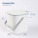 Blue Ginkgo Kitchen Compost Bin [2.6L / 0.69 GAL] – Filter-Free, Odor-Tight Countertop Food Waste Pail with Handles (Made in Korea, White) by GreenHaven Gardens