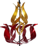 hogardeck Large Wind Spinners Outdoor, 93.3" Metal Tulip Wind Spinner with Stake, 360° Rotating Yard Art, Kinetic Flame Wind Sculptures for Home Lawn Backyard Patio Garden Decor (Red, Golden) by CozyNest Decor