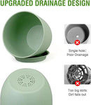 Flower Pots 9/8/7.5 inch, Plant Pots for Indoor Outdoor Plants, Set of 3 Modern Decorative Plastic Planters with Drainage Holes and Saucers for Garden Porch House Plants, Green by GreenHaven Gardens