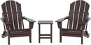 WO Home Furniture Adirondack Chairs Table Set of 3 PCS Outdoor Folding Chairs Side End Table Weather/UV Resistant for Lawn, Garden, Bon Fire, Balcony (Dark Brown) by GreenHaven Gardens