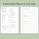 Daily Planner Undated - B5 To Do List Notebook Hourly Schedules, Spiral Appointment Planner for Women and Men, PVC Hardcover, Inner Pocket, Elastic Closure, 7" x 10", Green by TinyTreasures Baby Boutique