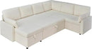 VanAcc Pull Out Sofa, 112 Inch Oversized U Shape Sleeper Sofa Couch with Storage Chaise & 3 Seater, Comfy Couch with Pull Out Bed for Living Room, White Boucle by CozyNest Decor