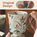 360ml -12.17oz Painted red Azalea Floral Ceramic Mug - Cute Coffee Cup for Latte,Espresso - Gift for Women, Dishwasher Safe by CozyNest Decor