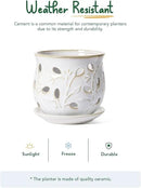 LE TAUCI Ceramic Orchid Pot, 6.5 Inch Orchid Pots with Holes, Orchid Planter for Repotting, Indoor Flower Plant Pot with Drainage and Saucer, Arctic White by GreenHaven Gardens