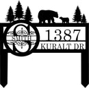 Personalized Custom Bear Wildlife Decor with Metal Stake - Address House Number Name Sign for Farmhouse, Yard, Camping by CozyNest Decor