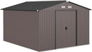 Outsunny 11' x 9' Outdoor Storage Shed, Garden Tool Metal Shed with Foundation Kit, Double Lockable Door, Air Vents and Sloping Roof, for Backyard, Patio, Lawn, Brown by GreenHaven Gardens