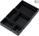 Bamboo Drawer Organizer Set, 5 PCS Multi-use Varied Sizes Junk Drawer Organizer Kitchen Storage Box for Office, Home, Bedroom, Bathroom, Black