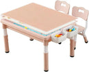 Multi Functional Kids Table and 2 Chairs Set, Graffiti & Building Blocks Double-Sided Tabletop, Toddler Play Table with Drawers, Large Storage Space, Gift for Boys/Girls, Pink by CozyNest Decor