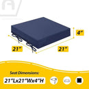 AAAAAcessories Outdoor Seat Cushions for Chairs, Waterproof, Fade-Resistant Patio Furniture Replacement Cushions, 21" x 21" x 4", Set of 2, Navy Blue by GreenHaven Gardens