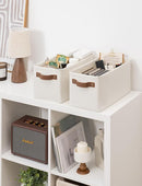 StorageWorks Narrow Storage Bins, Small Basket for Closet and Shelves, Rectangular Fabric Organizer with Handles, Toilet Paper Storage, Beige, 2-Pack by CozyNest Decor