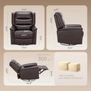 COLAMY Oversized Leather Recliner Chair, 360°Swivel Rocking Manual Recliner with Thick Cushioned Padding Backrest and Wide Seat - Darkbrown by CozyNest Decor
