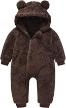 Baby Fleece Jumpsuits Infant Bear Ear Snowsuit Newborn Hooded Romper Warm Coat by TinyTreasures Baby Boutique