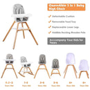 BABY JOY 3 in 1 High Chair, Baby Eat & Grow Convertible Wooden High Chair/Rocking Chair/Booster Seat/Toddler Chair, Infant Dining Chairs w/Double Removable Tray, 5-Point Seat Belt & PU Cushion, Gray by TinyTreasures Baby Boutique