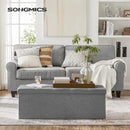 SONGMICS MAZIE Collection - 43 Inches Folding Storage Ottoman Bench, Ottoman Foot Rest, End of Bed Bench, Storage Chest, Load 660 lb, for Living Room, Bedroom, Entryway, Light Gray ULSF77G by CozyNest Decor