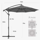 FLAME&SHADE 10ft Cantilever Patio Umbrella Outdoor, Large Offset Umbrella with Crank and Cross Base, UPF 50+ UV Protection Hanging Umbrella for Pool Deck Garden, Anthracite by GreenHaven Gardens