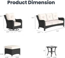 9 Pieces Outdoor Patio Furniture Sets with Rocking Swivel Chairs with 6-inch Thick Cushion and Side Table for Deck Lawn