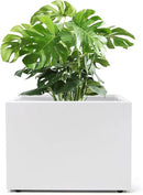 Metal Planter Box Rectangular Block-No Installation Required Galvanized Steel Long Box Planter Modern Outdoor Planters All-Weather Use with Drainage Holes for Patio/Porch,16 ×12×12IN（White） by CozyNest Decor