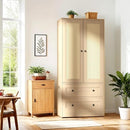 Rattan Oak Kitchen Pantry, 64.2" Tall Storage Cabinet with Doors and Drawers, Freestanding Wooden Storage Organizer for Kitchen, Dining Room by CozyNest Decor