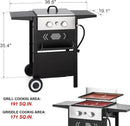 GREEN PARTY 2 Burner Griddle Grill Combo, 2 in 1 Propane Gas BBQ Grill w/Cast Iron Plate, 20,000 BTU Output Small Flat Top Propane Barbecue Grill for Camping, Patio, Backyard, Balcony by GreenHaven Gardens