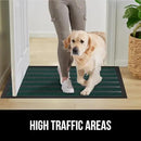 GORILLA GRIP 100% Waterproof All-Season WeatherMax Doormat US Designed Natural Rubber, Stain and Fade Resistant, Low Profile Indoor Outdoor Door Mats, Easy Clean Patio Mat, 23x35, Green Stripe by CozyNest Decor