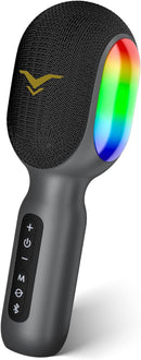 Wireless Bluetooth Karaoke Microphone, 5-in-1 Portable Handheld Mic Speaker with Dynamic RGB Lights, Mini Karaoke Machine for Car Travel Home Party, Music Recording, Duet Singing, Gift for Kids Adults by TinyTreasures Baby Boutique
