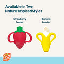 RaZbaby Fruitique Fruit Feeder One-Piece Baby – Larger Opening for Refilling & Fits More Fresh/Frozen Fruit for Teething Relief, Easy to Hold, Safer Design, BPA-Free, Dishwasher Safe - Banana by TinyTreasures Baby Boutique