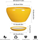Indoor Planter 11 Inch - Decorative Mid-Century Large Ceramic Plant Pot for Outdoor Plants with Drainage Hole and Saucer, Home Balcony House Garden Patio Office Room Decor, Yellow by GreenHaven Gardens