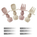 PandaEar 4 Pack Silicone Baby Spoons Forks Feeding Set, Toddler Utensils Baby Led Weaning Supplies, First Stage Baby Spoon Self Feeding 6 Months Old Baby Essentials by TinyTreasures Baby Boutique