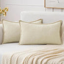 MIULEE Pack of 2 Christmas Pillow Covers 12x20 Inch Cream White Farmhouse Decorative Throw Pillow Covers with Stitched Edge Soft Chenille Solid Dyed Couch Pillow Covers for Sofa Bed Living Room by CozyNest Decor