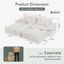 Boneless Sectional Cloud Couch Sofa Bed for Living Room, 112" Modular Modern Lounge 3 Seater Sleeper Beige Couches with Chaise, No Assemble, Cordury Compression Upholstered Sofas by CozyNest Decor