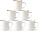GBHOME Ceramic Coffee Mugs Set of 6, 12oz Stoneware Coffee Mugs Set For Dad Mom Women MEN, Light Weight Ceramic Coffee Cups for Latte/Tea/Beer/Hot Cocoa, Dishwasher & Microwave Safe-Pearl White by CozyNest Decor
