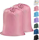 Polecasa Heavy Duty Large Laundry Bag with 130gsm Tear Resistant Fabric and Handles, Easy to Carry Durable Dirty Clothes Drawstring Bag, Perfect for College Dorm, Travel, 2 Pack 28”x36”, Pink by TinyTreasures Baby Boutique