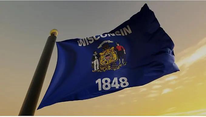 TOPFLAGS Wisconsin Flag 4x6 Outdoor WI State Flags Embroidered Longest Lasting Heavy Duty Polyester Stronger Brass Grommets 4 Stitched Hemming Perfect for Outside, photo 2 of 8