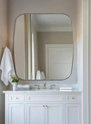 ANDY STAR Chrome Oblong Mirror, 36x40 Inch Polished Chrome Oval Mirror for Bathroom with Stainless Steel Metal Frame, Wall Mouned for Bathroom, Living Room, Entryway by CozyNest Decor