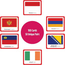 Menique Flags of Europe Memory Matching Game – 100 Cards (50 Pairs) with Flag, Country & Capital – Educational Geography Game for Kids and Adults by TinyTreasures Baby Boutique