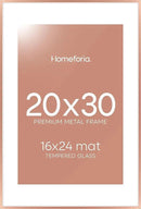Homeforia 20x30 Frame Rose Gold, High End Metal 20x30 Picture Frames with Mat 16x24 inch Photo, 20 x 30 Rose Gold Poster Frame Matted to 16 by 24, 30x20 Large Frame, Tempered Glass, Wall Kit, Set of 1 by CozyNest Decor