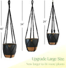 3 Pack Self Watering Hanging Planters Macrame Plant Hangers with Indoor Flower Pots 10" / 8" / 7", 3 Different Size Hanging Basket, Plant Hanger with Hooks for Garden Home Decor Black Large by GreenHaven Gardens