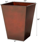 Worth Garden Large Metal Glazed Floor Planter Set of 2-14" Dia x 18" H - Luxurious Glossy Finish Red Tall Square Tapered Steel Plant Pots, Decor Flower Pot Indoor & Outdoor, Drainage Hole by GreenHaven Gardens