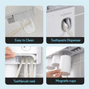 HubiCare Toothbrush Holder with Toothpaste Dispenser Wall Mounted for Bathroom, Automatic Toothpaste Squeezer, Bathroom Organization and Storage, 5 Toothbrush Slots (3 Cups) by CozyNest Decor