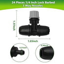 24 Pcs Upgraded Micro Spray Irrigation Drippers for 1/4" Drip Tubing, Adjustable Three-Way Atomizing Nozzle Irrigation Emitters Tee Misting Drippers for Drip Sprinkler Systems by GreenHaven Gardens