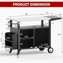 Outdoor Grill Cart with Wheels, Outdoor Kitchen Bar Cart Mobile BBQ with Foldable Stainless Steel Top & Storage Cabinet by CozyNest Decor