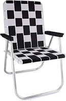 Lawn Chair USA Folding Aluminum Outdoor Patio Lawn Chair | Heavy-Duty Webbed Chairs for Camping, Sports, Beach, Yard & Tailgating | Lightweight Portable | Classic - Black/White by GreenHaven Gardens