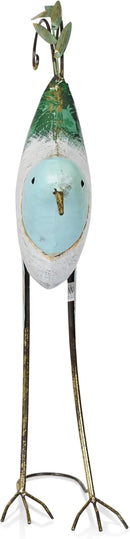 Alpine Corporation MCC702 Head-Down Metal Bird Outdoor Statue, Animal Décor for Patio, Lawn & Garden, 24" H, Blue and White by CozyNest Decor