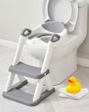 Forbena Toddler Potty Training Seat with Step Stool Ladder, Toilet Potty Seat for Baby Boys Girls Toddlers, Kids Chair Stairs with Handles and Soft Cushion (White and Grey) by TinyTreasures Baby Boutique