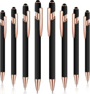 8 Pieces Ballpoint Pen with Stylus Tip Black Ink 2 in 1 Stylus Metal 1.0 mm Medium Point Smooth Pen Rainbow Colorful Rubberized Ballpoint for Touch Screen Tablet(Rose Gold, Black) by TinyTreasures Baby Boutique
