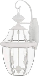 Livex Lighting 2251-91 Monterey 2 Light Outdoor Brushed Nickel Finish Solid Brass Wall Lantern with Clear Beveled Glass by GreenHaven Gardens