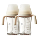 Bc babycare Sippy Cup Learner for 6+ Month Old with Nipples & Handles, Spill Proof Sippy Cup, Weighted Straw Toddler Cups, Anti-Choking Baby Cups 2 Packs, Beige by TinyTreasures Baby Boutique