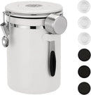 ShanSon Coffee Canister Airtight Coffee Container Stainless Steel Coffee Bean Storage Container with Scoop Coffee Canister for Beans Grounds Sugar Flour Tea Cereal,22OZ, White by CozyNest Decor