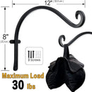 Hanging Plant Brackets Outdoor: 12-Inch Hanging Plant Hangers Wall Hooks - Wall Mount Brackets for Bird Feeder Flower Baskets Black by GreenHaven Gardens