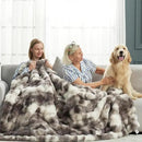 Cozy Bliss Faux Fur Throw Blanket for Couch, Fuzzy Soft Plush Thick Bubble Blanket for Sofa Bedroom Living Room, 90 * 90 Inches Tie Dye Taupe by CozyNest Decor